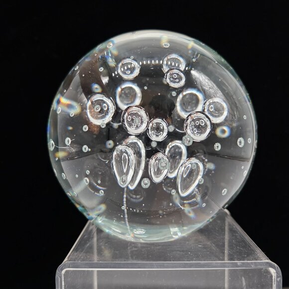 Large Murano Style Glass Bubbles Paperweight Orb Decor 4" Clear - Picture 3 of 9